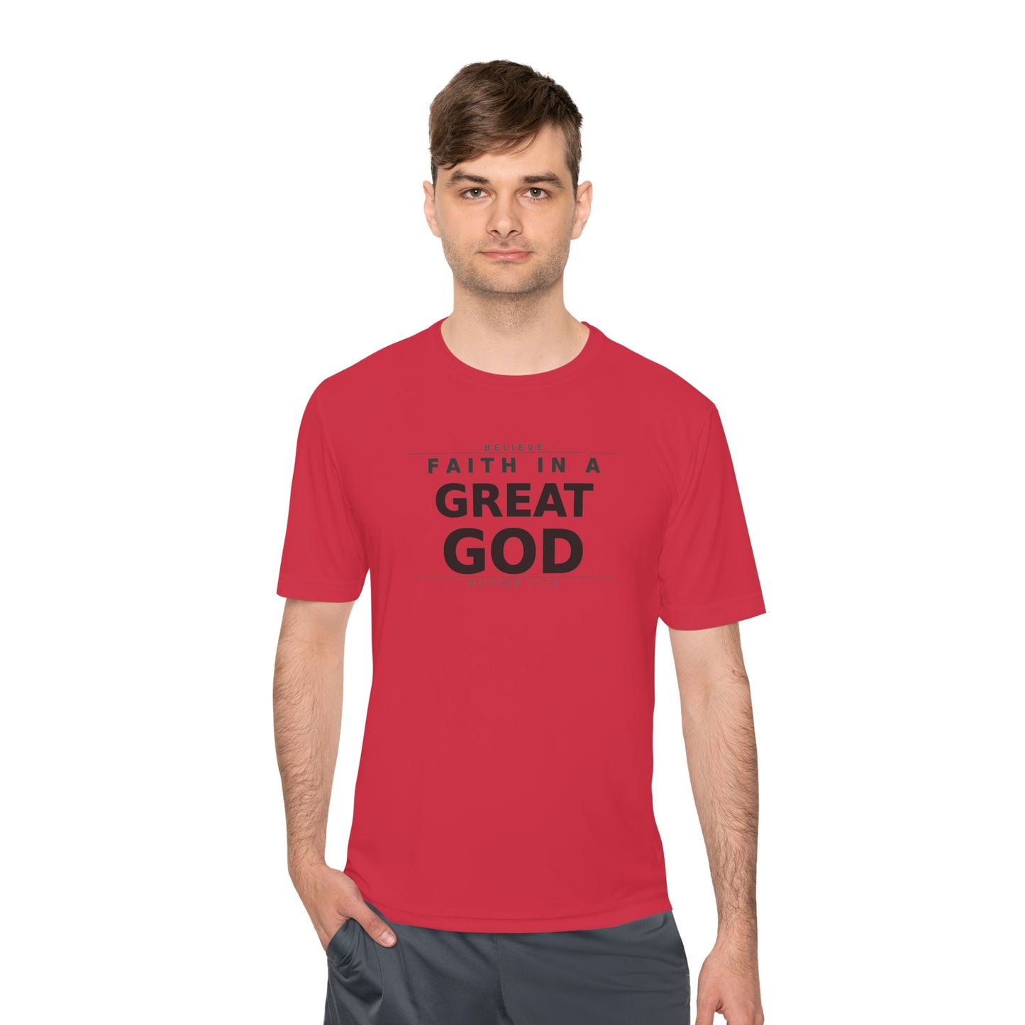 MANFULLY- Faith in a Great God Performance Tee | Christian Moisture-Wicking Athletic Shirt