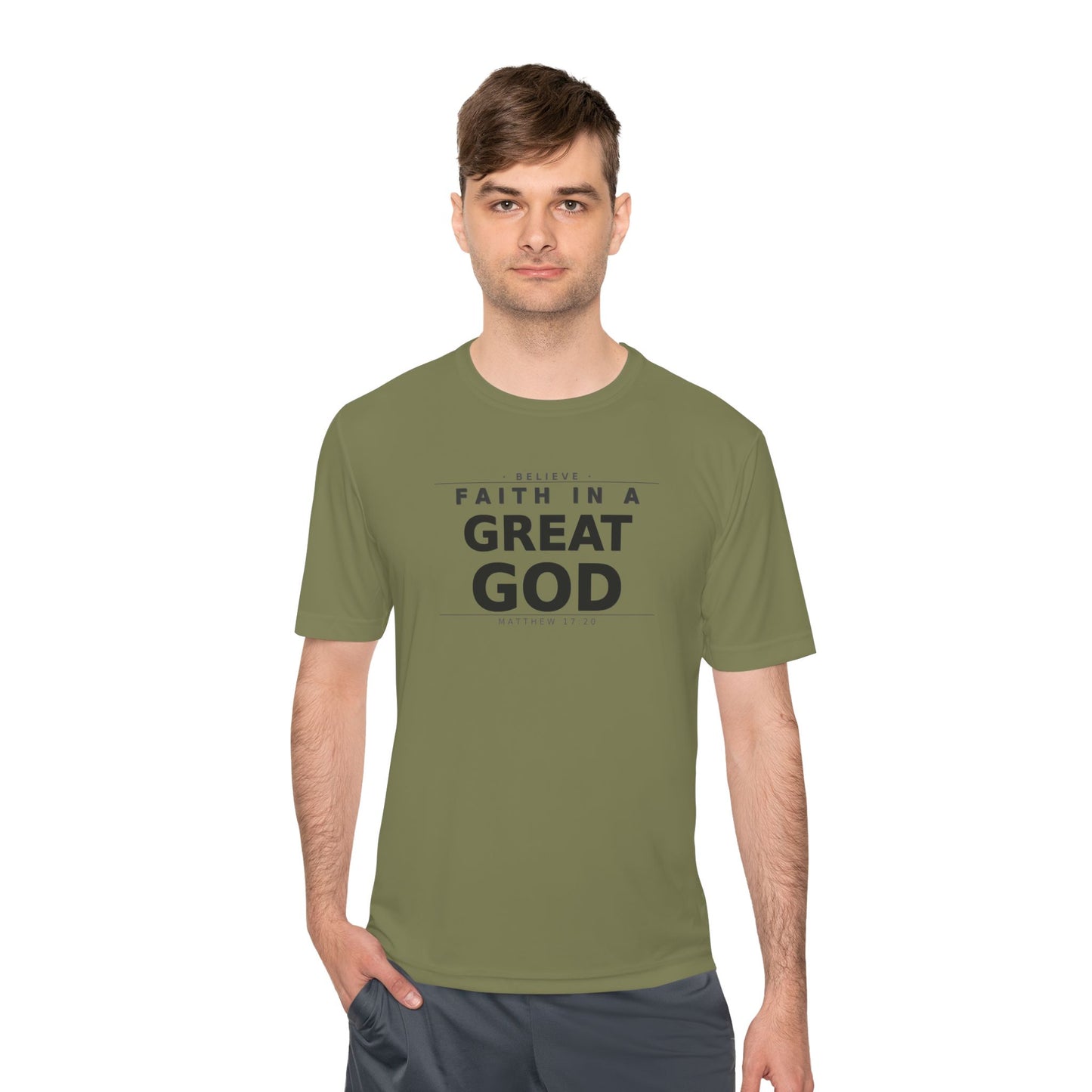 MANFULLY- Faith in a Great God Performance Tee | Christian Moisture-Wicking Athletic Shirt