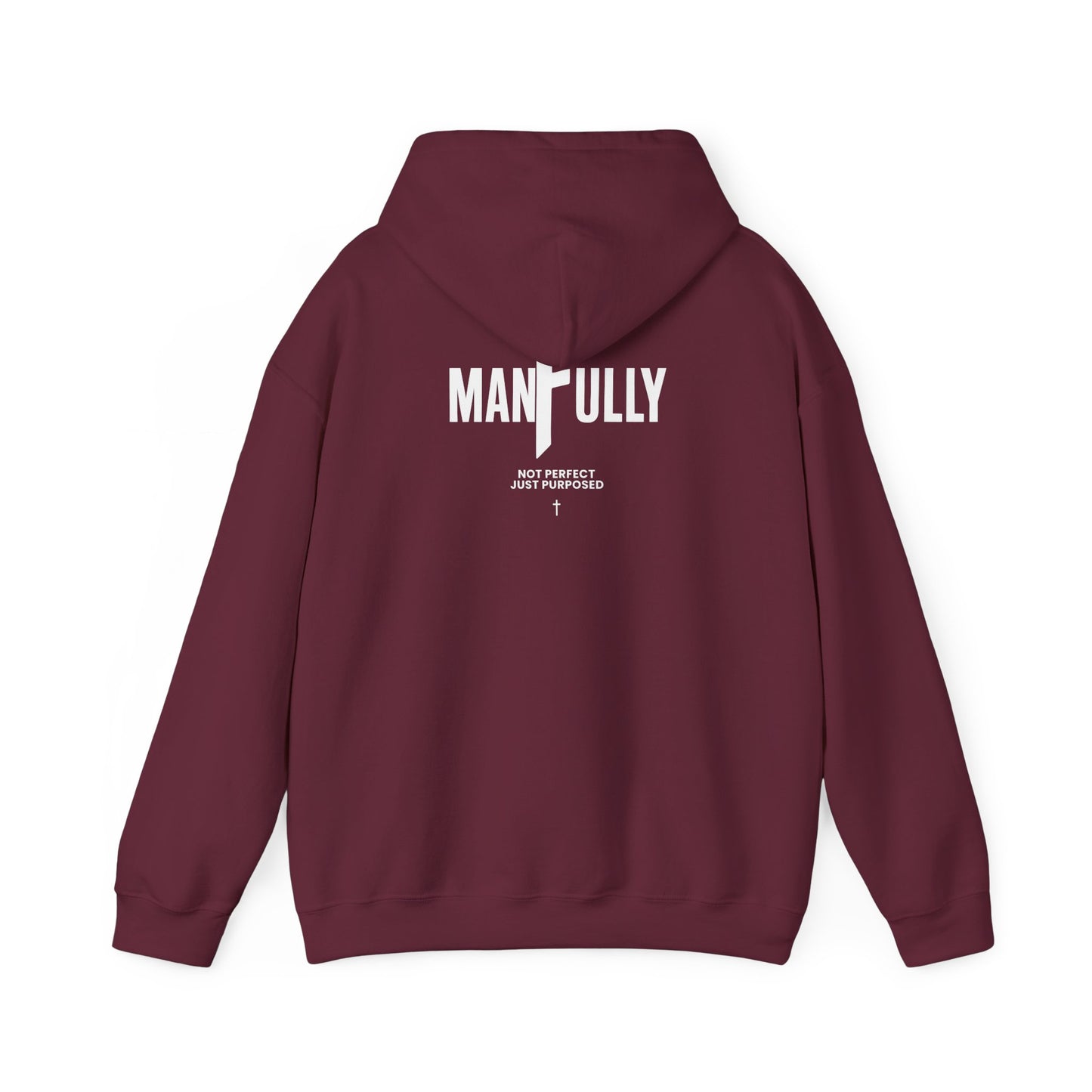 ManFully "My Grace Is Sufficient" Christian Hoodie | Not Perfect Just Purposed Faith-Based Men's Sweatshirt | 2 Corinthians 12:9 Apparel
