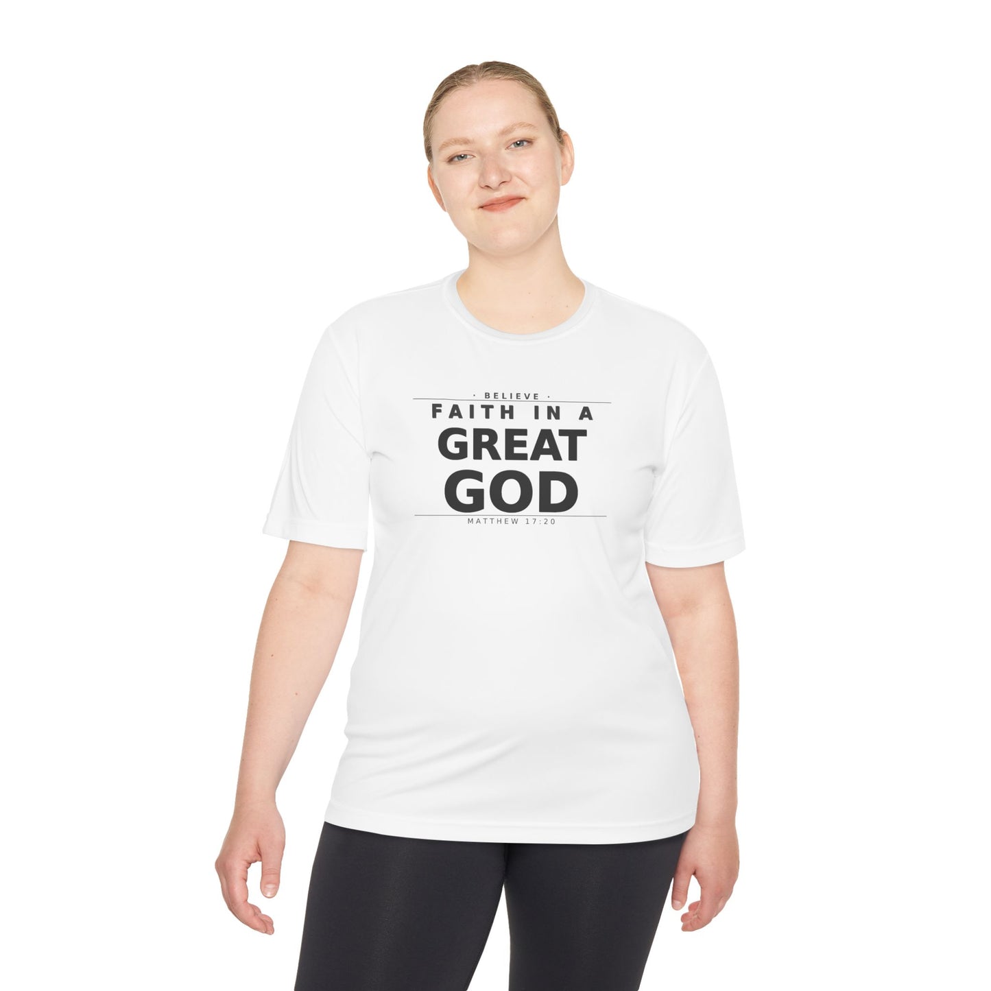 MANFULLY- Faith in a Great God Performance Tee | Christian Moisture-Wicking Athletic Shirt