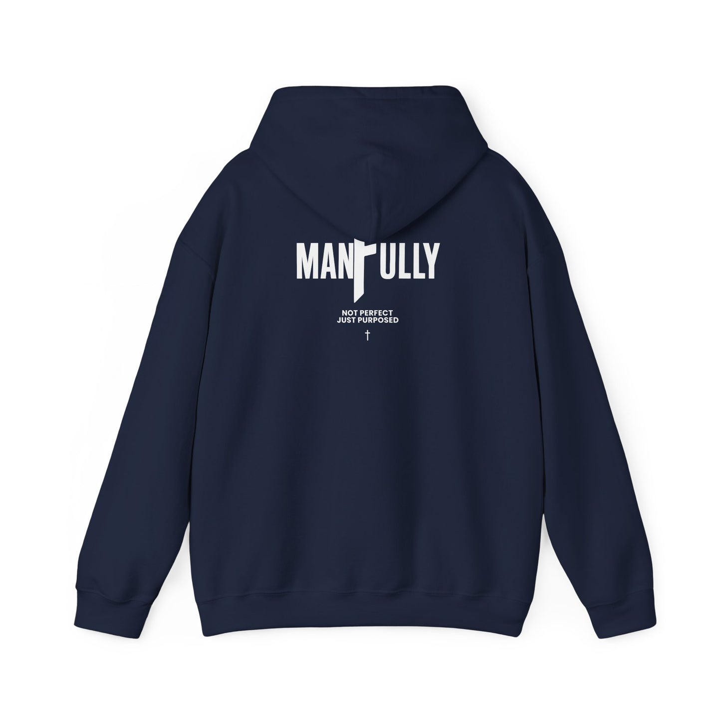 ManFully "My Grace Is Sufficient" Christian Hoodie | Not Perfect Just Purposed Faith-Based Men's Sweatshirt | 2 Corinthians 12:9 Apparel