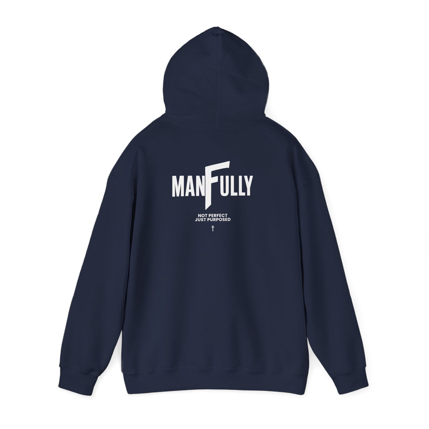ManFully "My Grace Is Sufficient" Christian Hoodie | Not Perfect Just Purposed Faith-Based Men's Sweatshirt | 2 Corinthians 12:9 Apparel