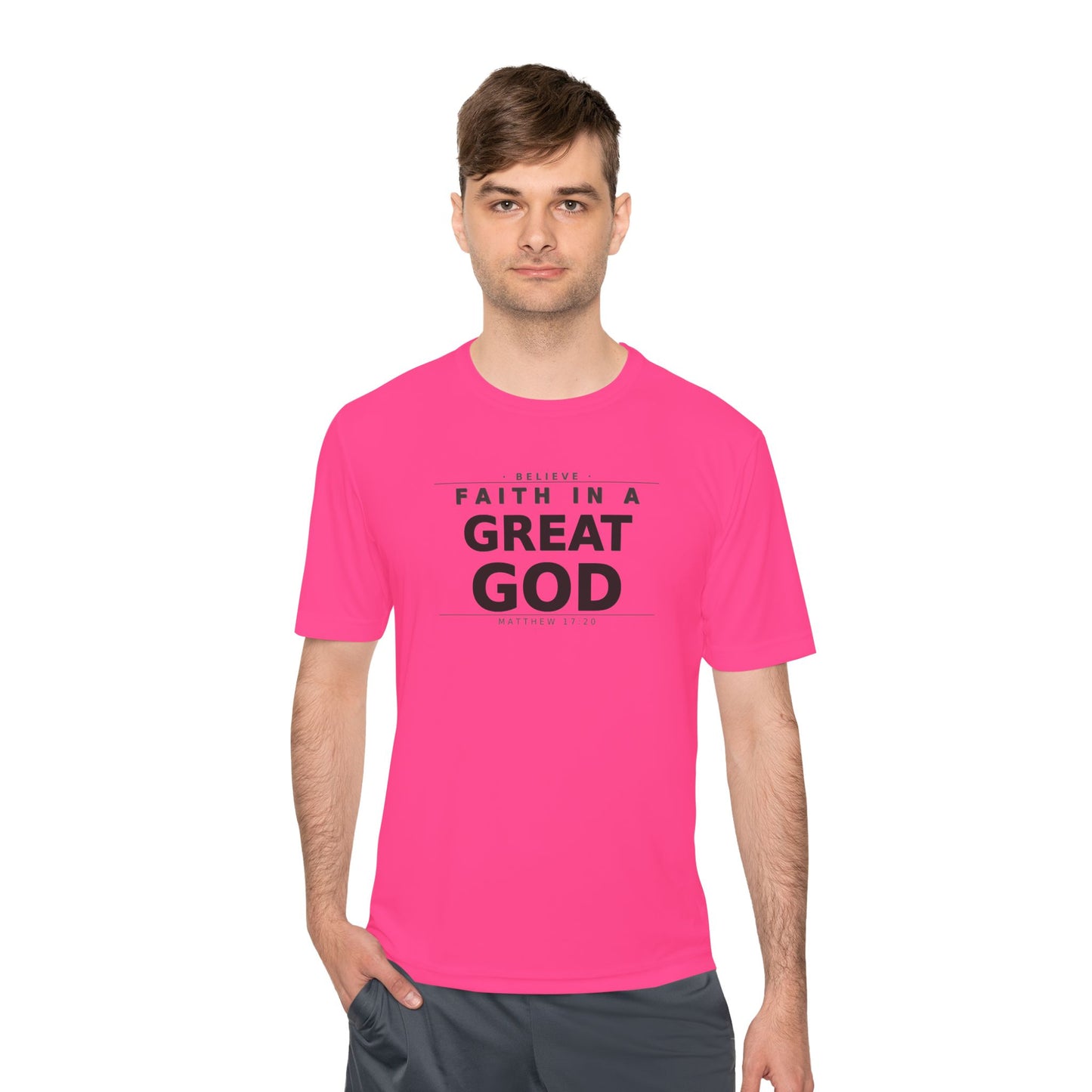 MANFULLY- Faith in a Great God Performance Tee | Christian Moisture-Wicking Athletic Shirt