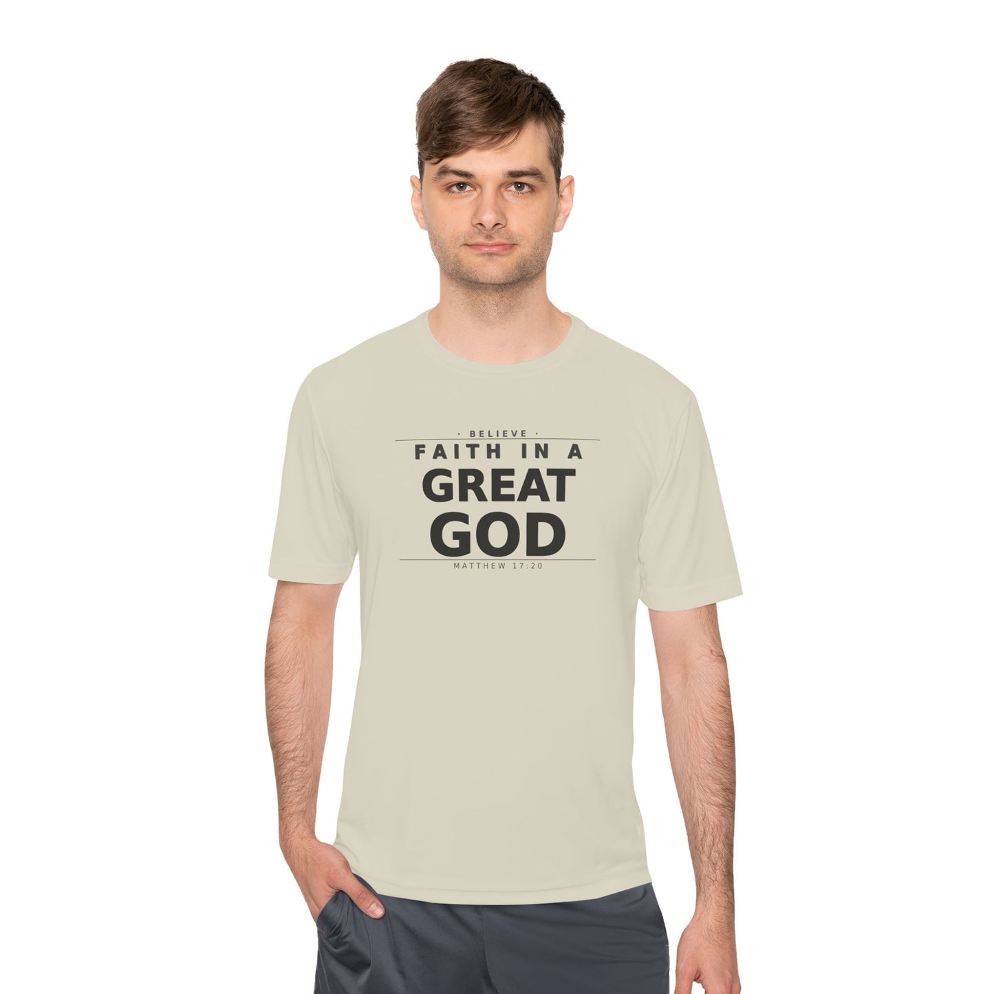 MANFULLY- Faith in a Great God Performance Tee | Christian Moisture-Wicking Athletic Shirt