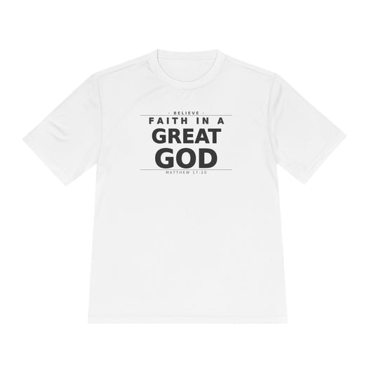 MANFULLY- Faith in a Great God Performance Tee | Christian Moisture-Wicking Athletic Shirt