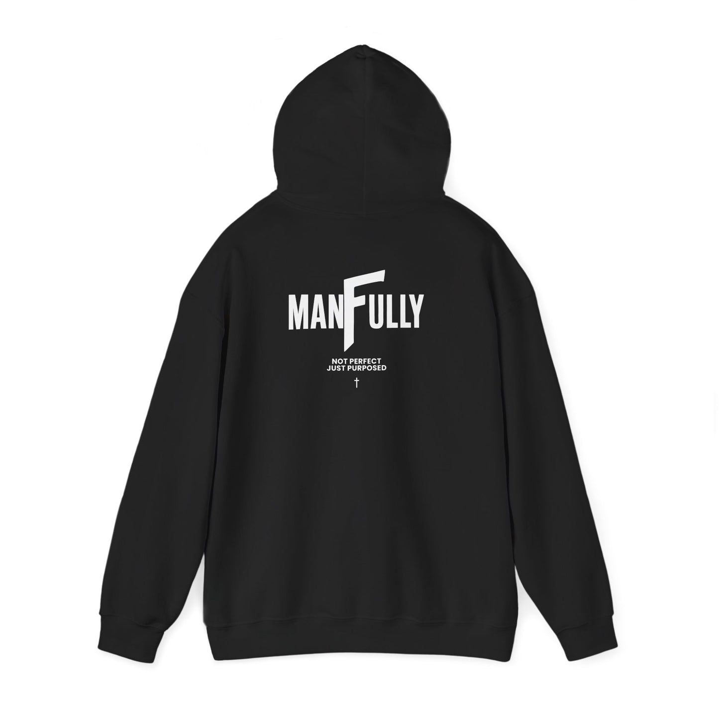ManFully "My Grace Is Sufficient" Christian Hoodie | Not Perfect Just Purposed Faith-Based Men's Sweatshirt | 2 Corinthians 12:9 Apparel
