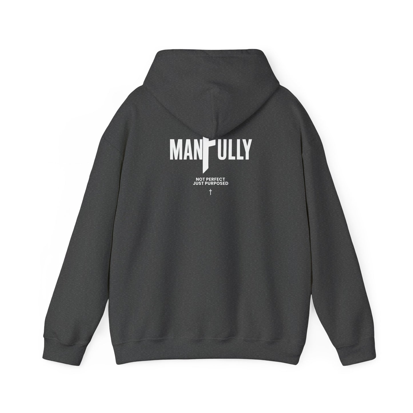 ManFully "My Grace Is Sufficient" Christian Hoodie | Not Perfect Just Purposed Faith-Based Men's Sweatshirt | 2 Corinthians 12:9 Apparel
