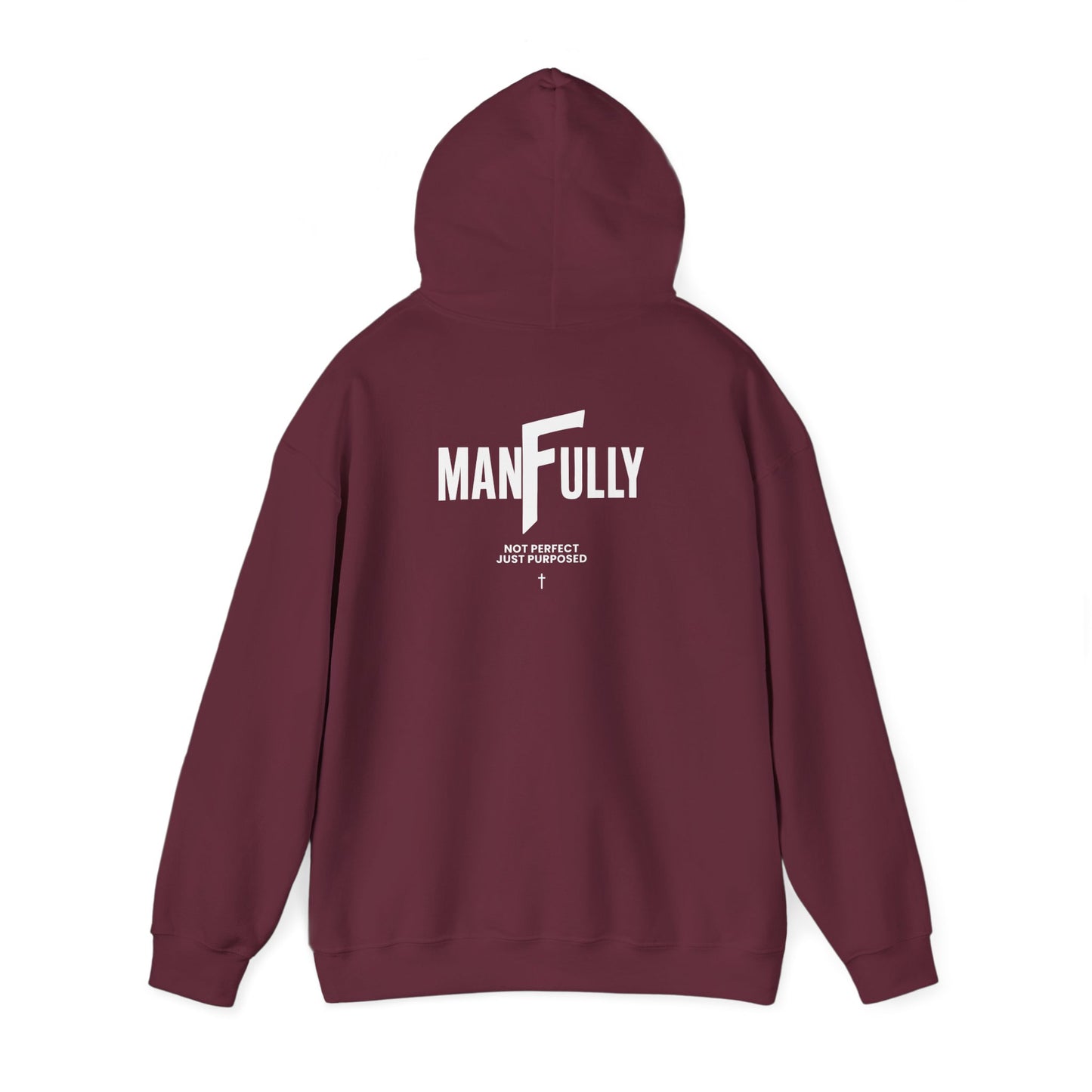ManFully "My Grace Is Sufficient" Christian Hoodie | Not Perfect Just Purposed Faith-Based Men's Sweatshirt | 2 Corinthians 12:9 Apparel
