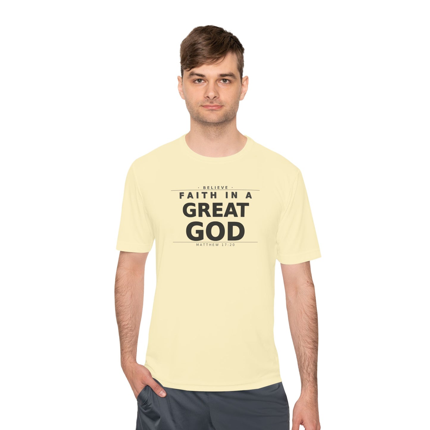 MANFULLY- Faith in a Great God Performance Tee | Christian Moisture-Wicking Athletic Shirt