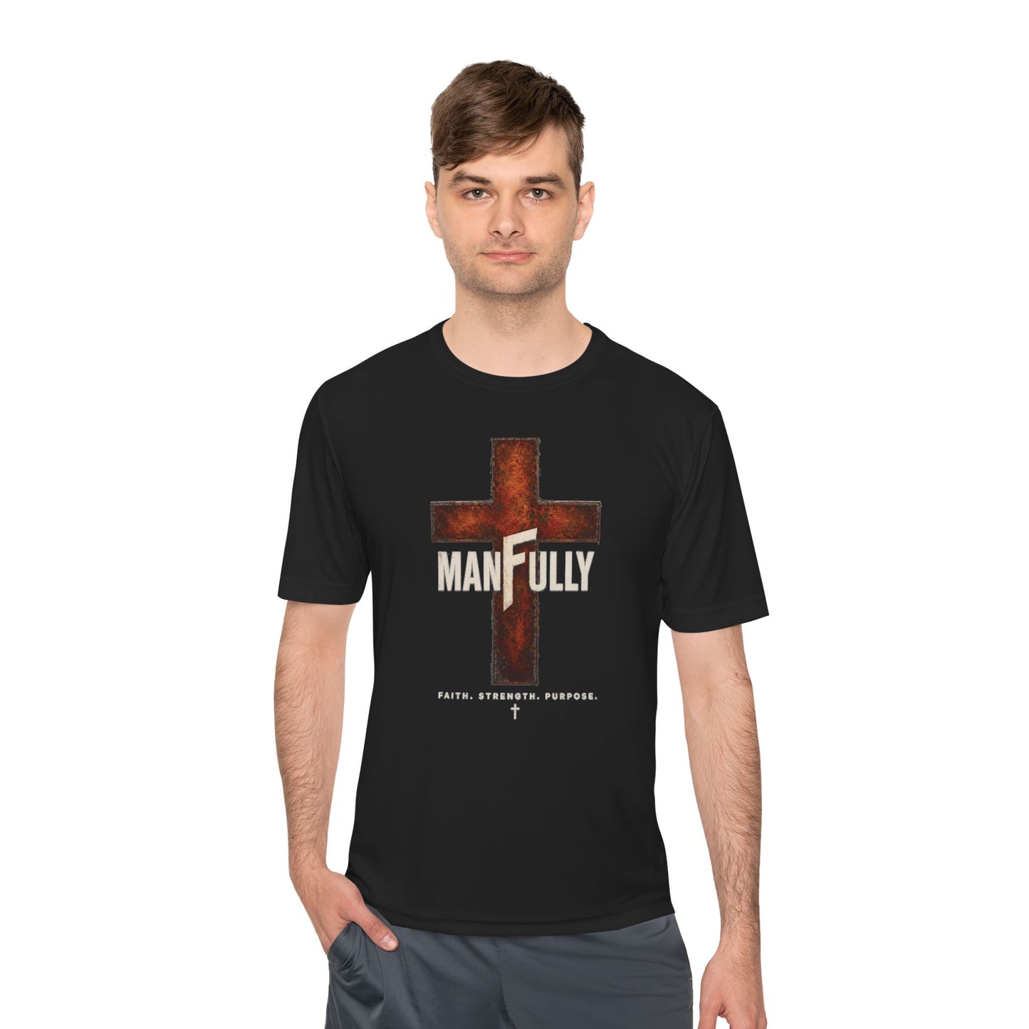ManFully™ Rustic Cross Moisture-Wicking Performance Tee