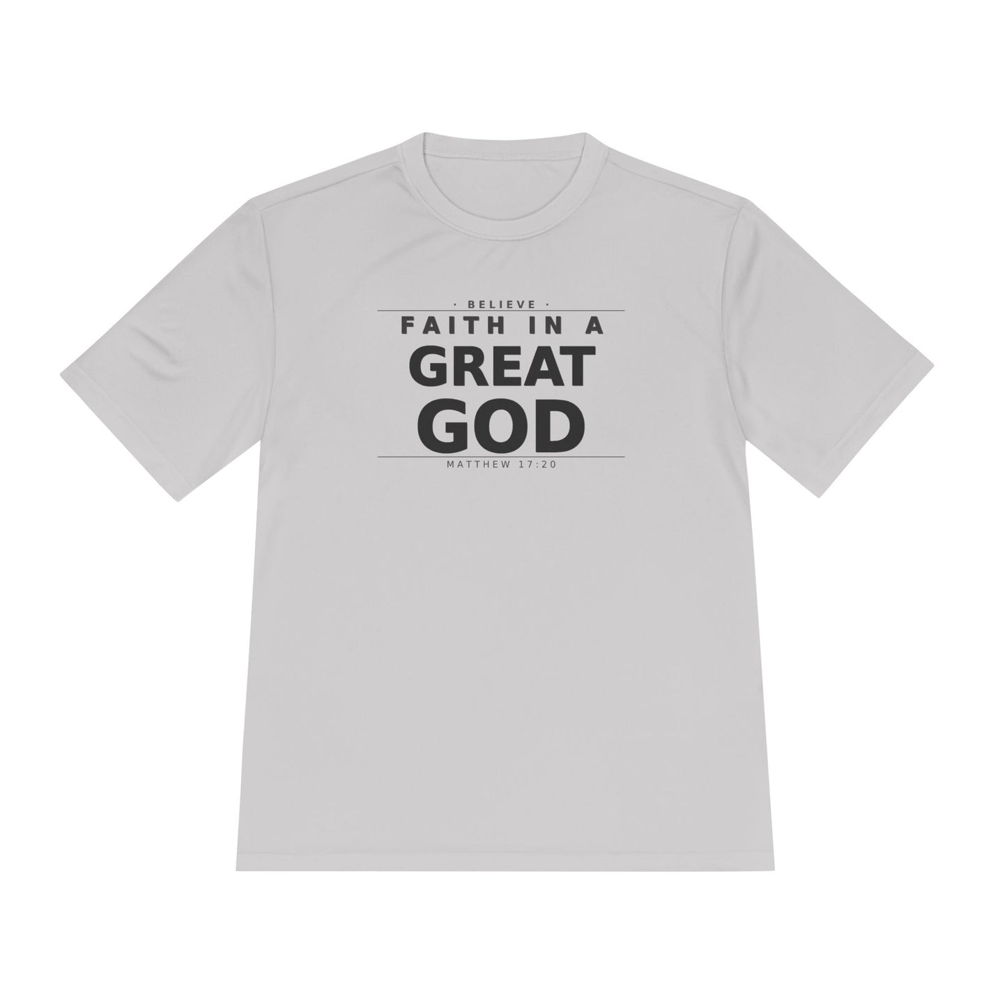 MANFULLY- Faith in a Great God Performance Tee | Christian Moisture-Wicking Athletic Shirt