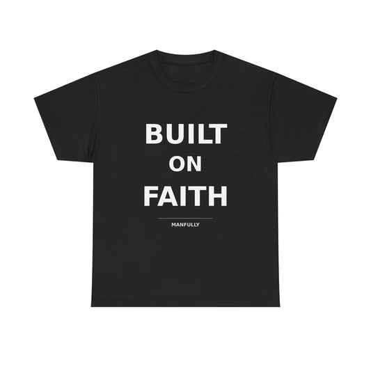 Built on Faith™ White-on-White Premium Tee | Manfully