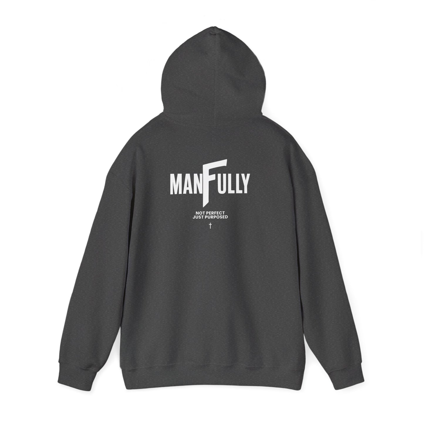 ManFully "My Grace Is Sufficient" Christian Hoodie | Not Perfect Just Purposed Faith-Based Men's Sweatshirt | 2 Corinthians 12:9 Apparel