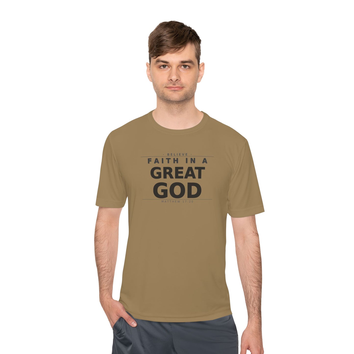 MANFULLY- Faith in a Great God Performance Tee | Christian Moisture-Wicking Athletic Shirt