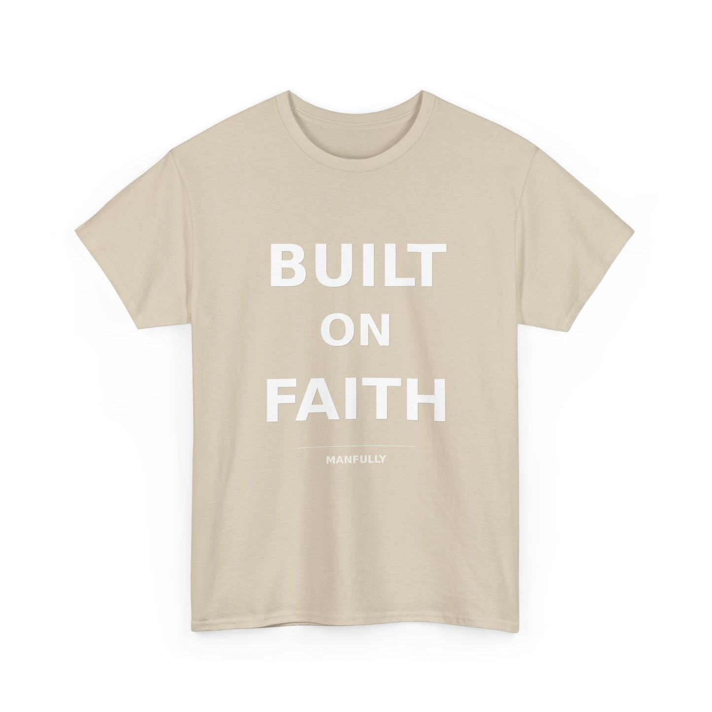 Built on Faith™ White-on-White Premium Tee | Manfully