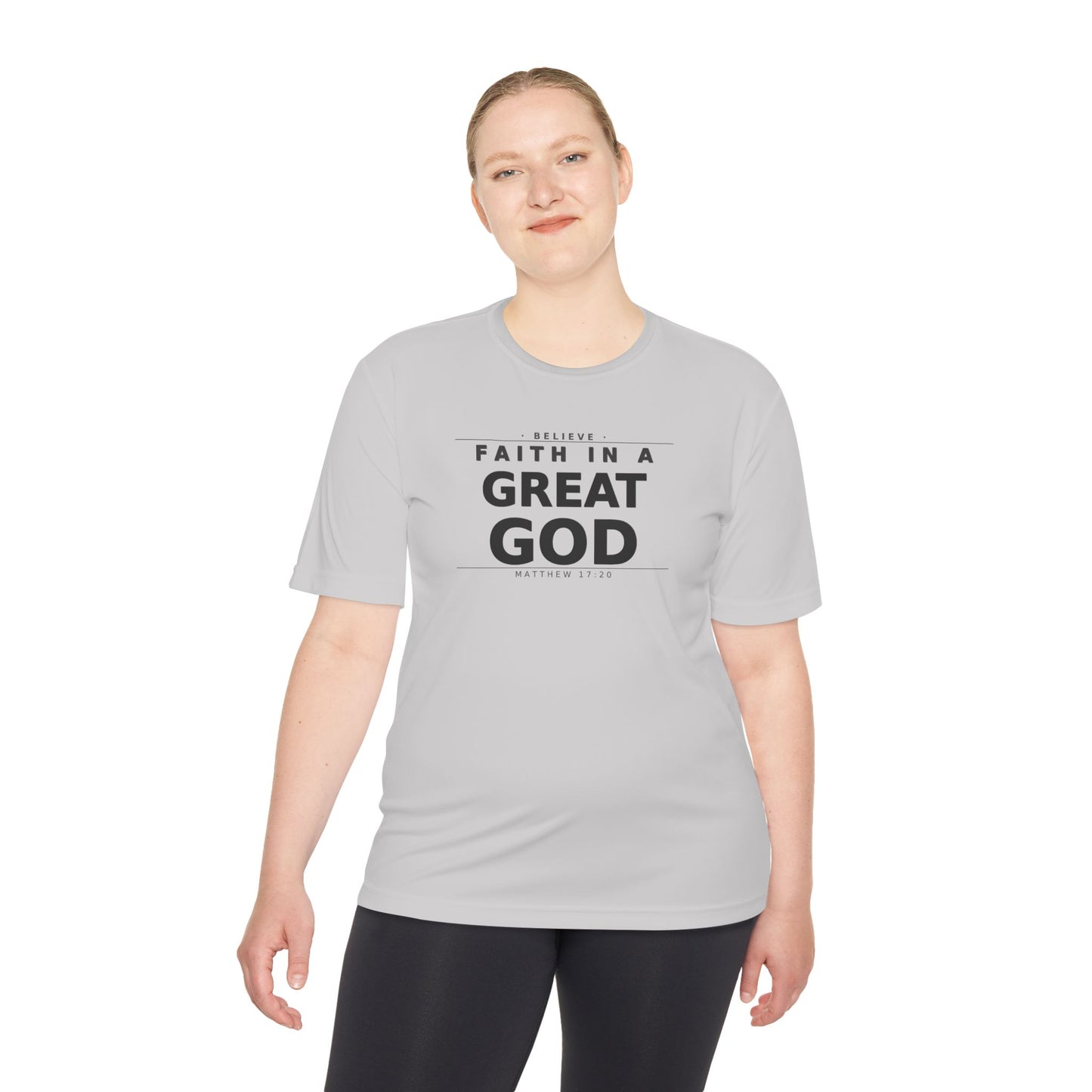 MANFULLY- Faith in a Great God Performance Tee | Christian Moisture-Wicking Athletic Shirt