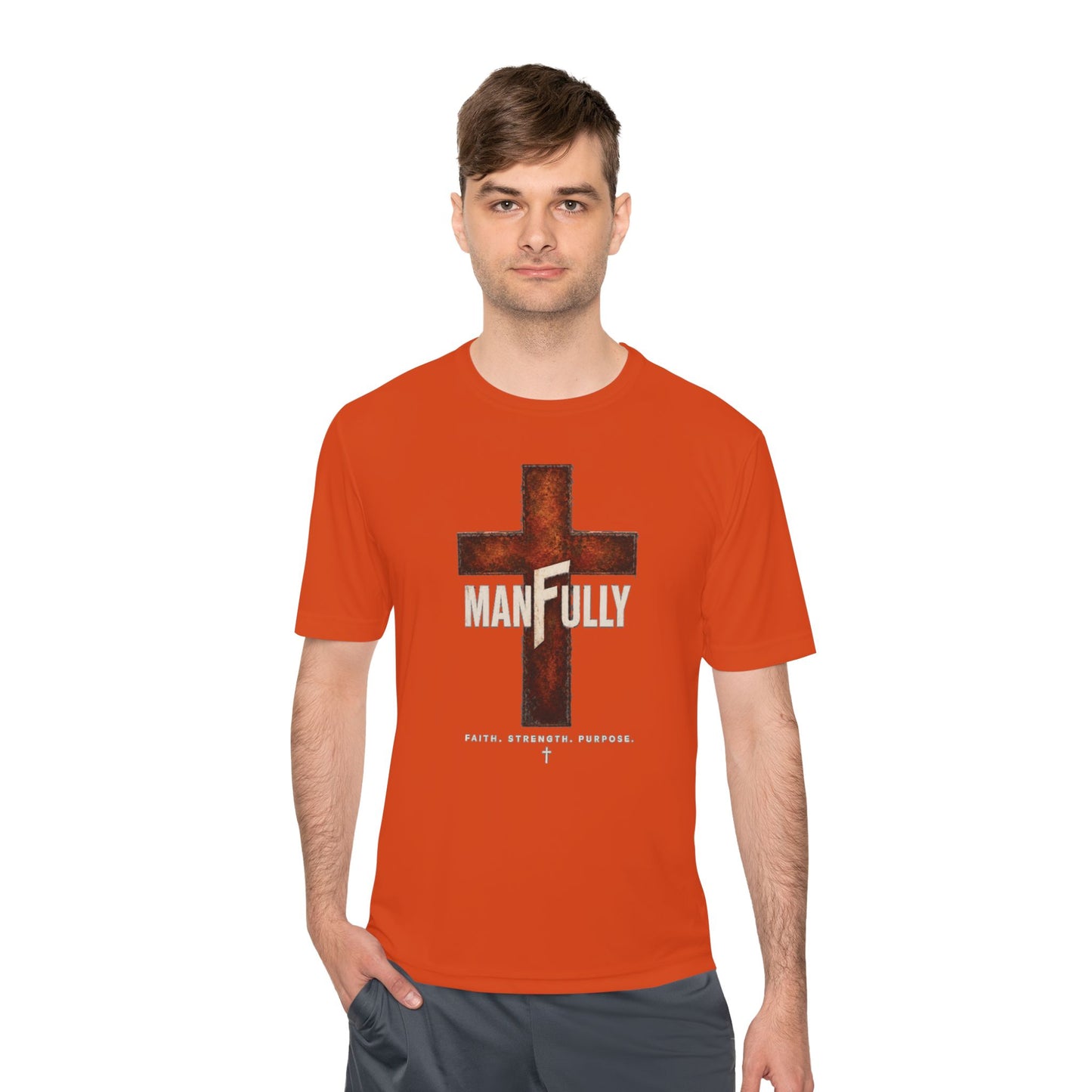 ManFully™ Rustic Cross Moisture-Wicking Performance Tee