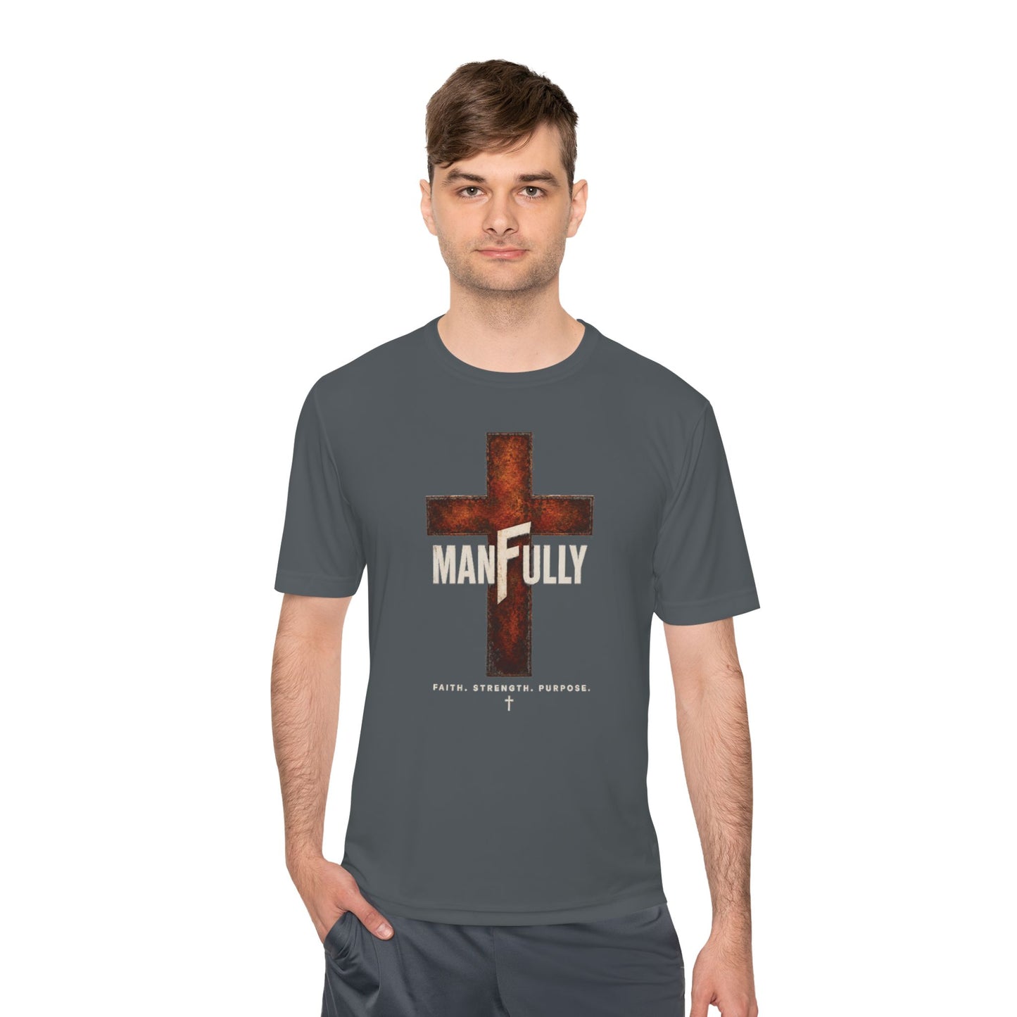 ManFully™ Rustic Cross Moisture-Wicking Performance Tee