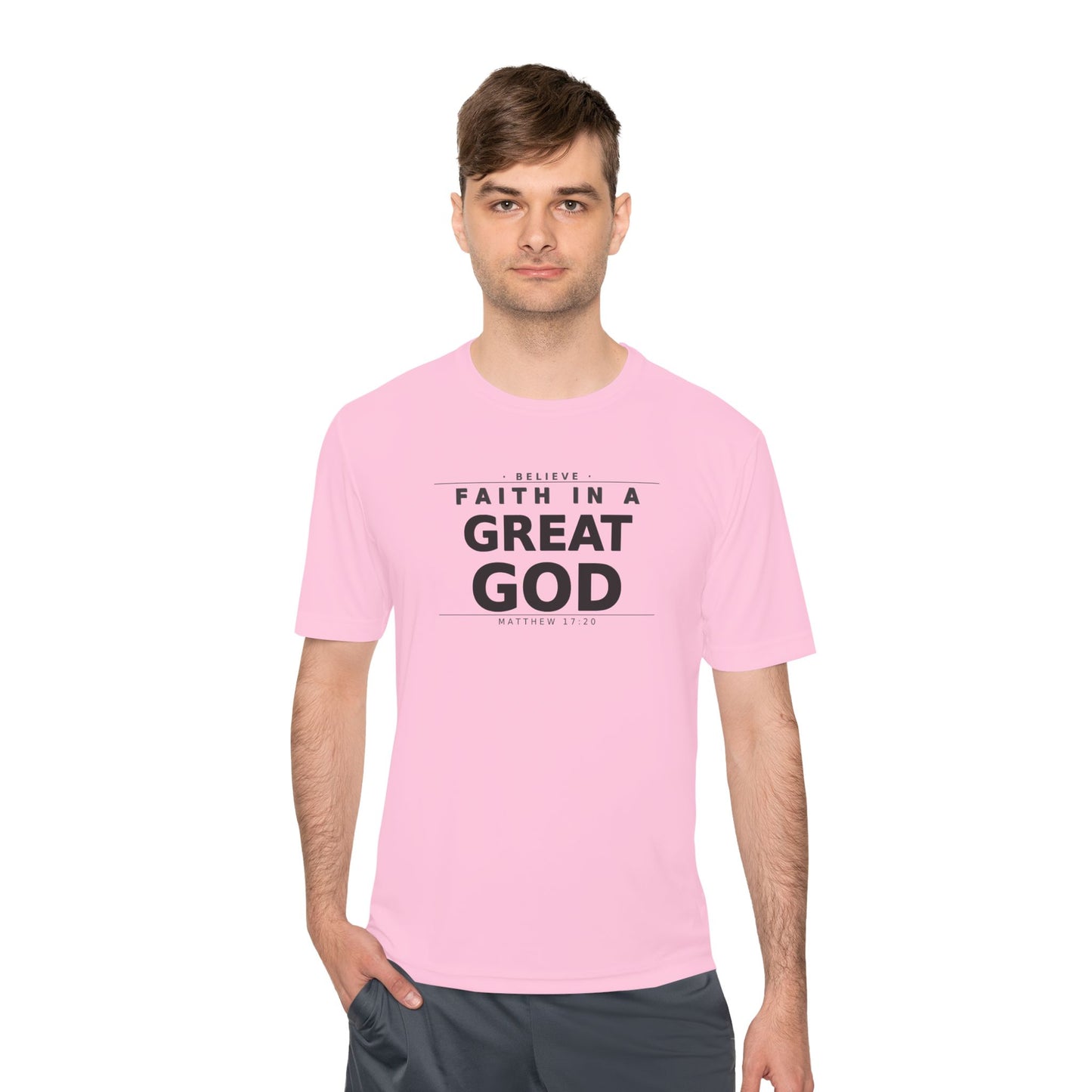 MANFULLY- Faith in a Great God Performance Tee | Christian Moisture-Wicking Athletic Shirt